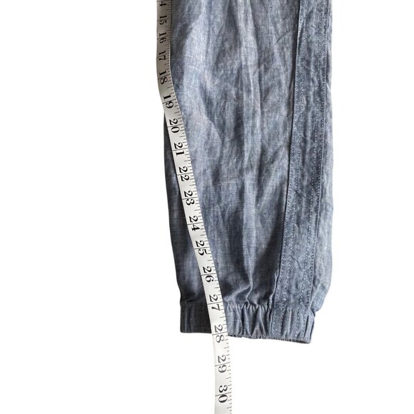 Athleta Cabo Linen Jogger Chambray Blue Sz 2 Beachy Nautical Coastal Athleisure - Picture 13 of 13